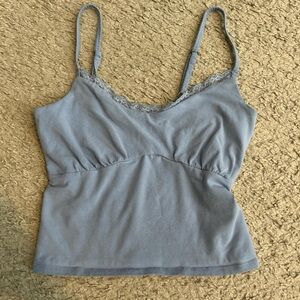 Hollister Light Blue Lace Trim Cami Top